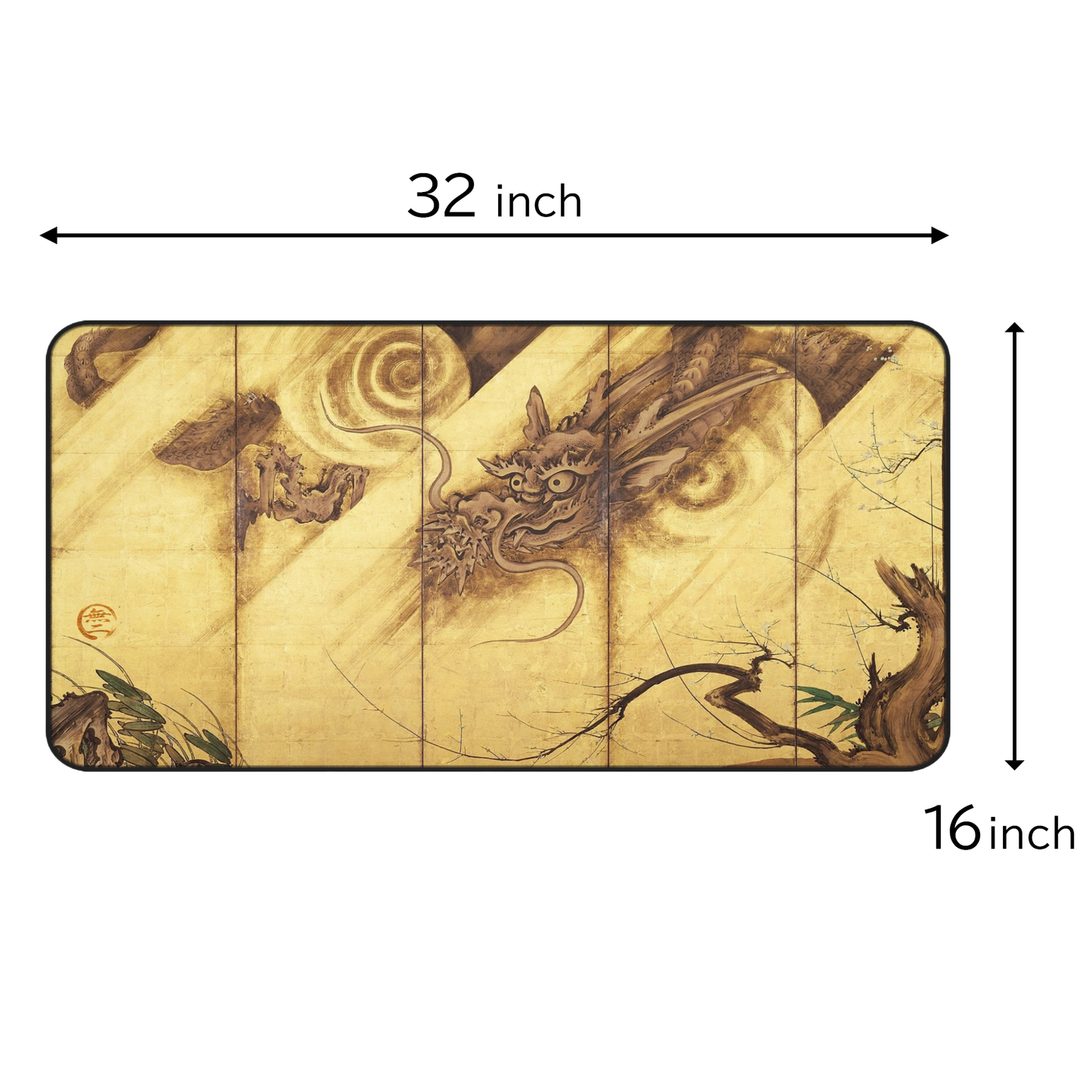 Kano School Ancient Japanese Dragon - Screen Art Desk Mat  Vintage Art Mousepad | RHC MU-NI Japan