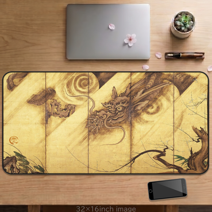 Kano School Sanraku Japanese Dragon - Screen Art Desk Mat  Vintage Art Mousepad | RHC MU-NI Japan