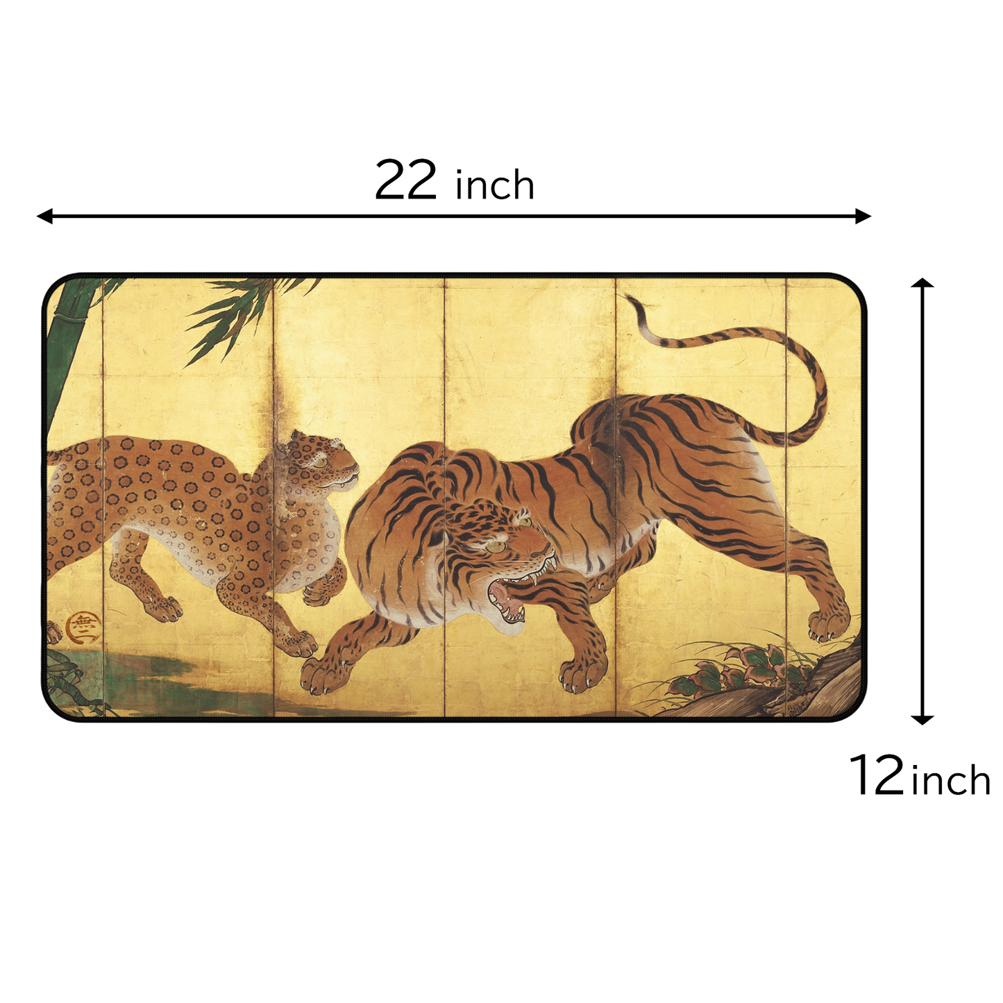 Kano Sanraku Ancient Japanese Tiger - Screen Art Desk Mat Vintage Art Large Mousepad | RHC MU-NI Japan