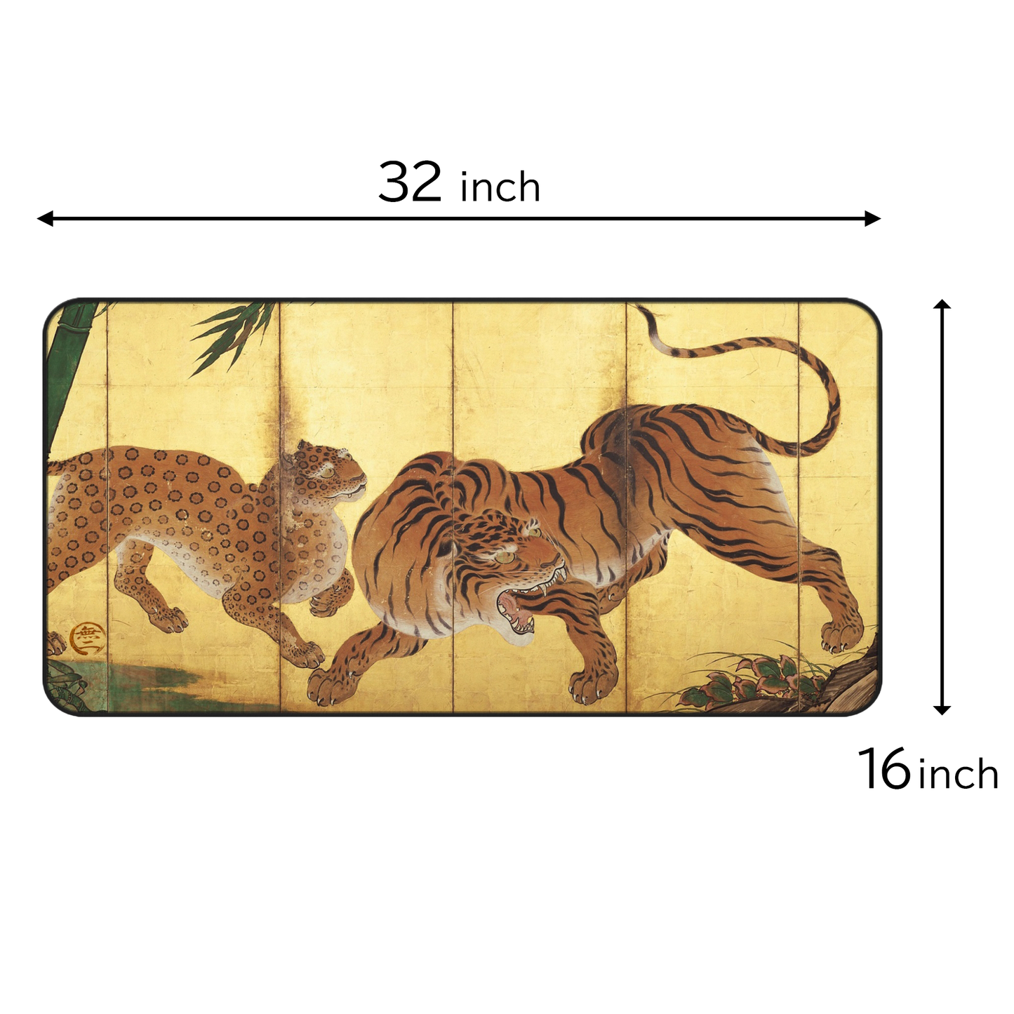 Kano Sanraku Ancient Japanese Tiger - Screen Art Desk Mat Vintage Art Large Mousepad | RHC MU-NI Japan