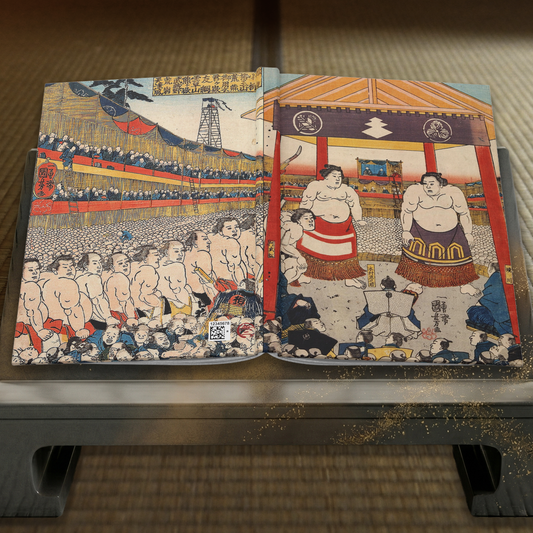 Vintage Sumo Wrestling Ukiyo-e Print Hardcover Journal - Utagawa Kuniyoshi | RHC MU-NI Japan