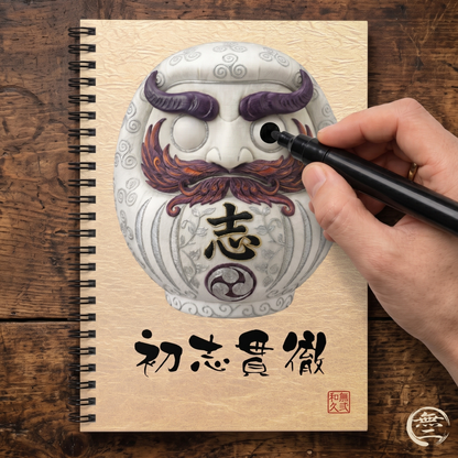 Japanese Daruma White Modern Talisman Notebook "shi" - Modern Kimekomi Art Style | DW2I MU-NIJapan