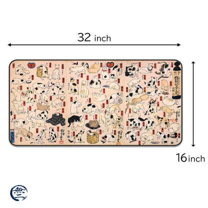 Utagawa Kuniyoshi Cats Desk Mat, Japanese Ukiyo-e Large Gaming Mouse Pad | RHC MU-NI Japan