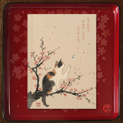 Japanese Calico Cat & Sakura Cherry Blossom Hardcover Notebook - Gift for Cat Lovers | CC1J MU-NI Japan