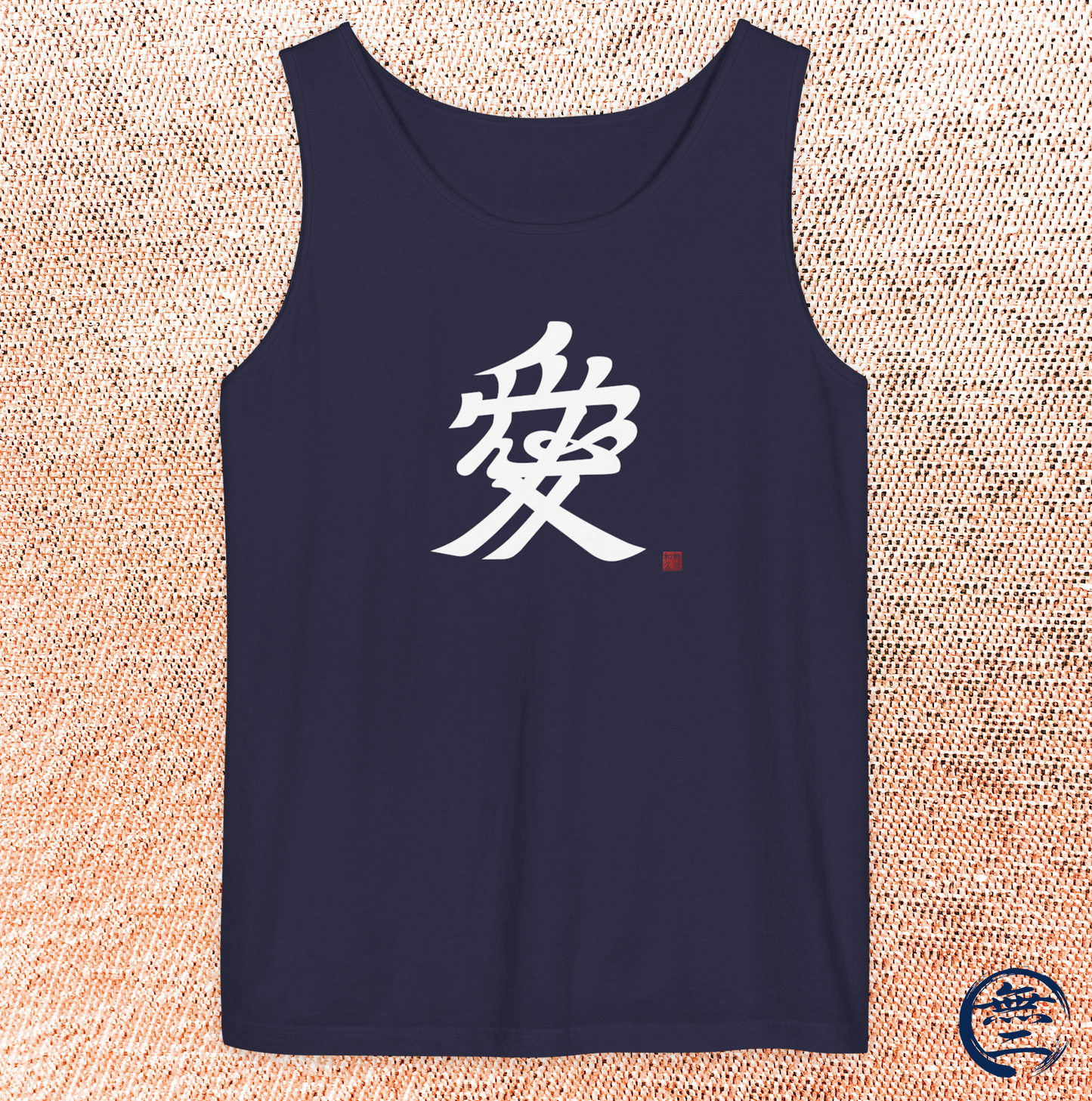 Japanese Kanji Love Tank Top, Naoe Kanetsugu Samurai Crest Minimalist Graphic Sleeveless Shirt | MU-NI Japan