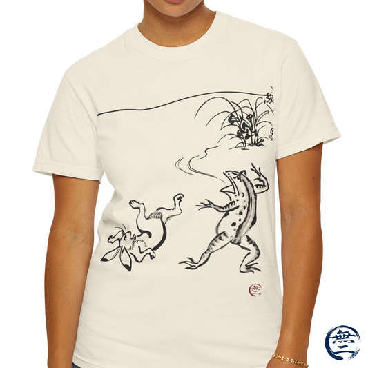 Choju Giga T-Shirt typeB - Japanese Frog and Rabbit Graphic Tee Japanese Vintage Art Streetwear | MU-NI Japan
