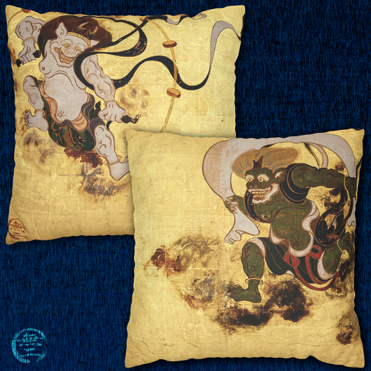 Tawaraya Sotatsu Fajin Raijin Faux Suede Pillow Case | RHC MU-NI Japan