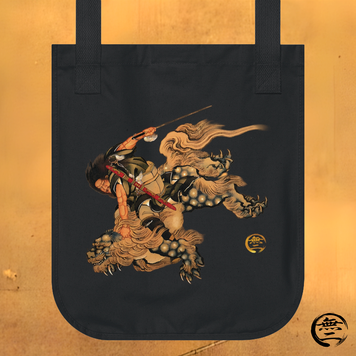 Hokusai Shoki Demon Queller Organic Canvas Tote Bag -  Japanese Ancient Hero Art Tote | MU-NI Japan