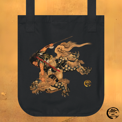 Hokusai Shoki Demon Queller Organic Canvas Tote Bag -  Japanese Ancient Hero Art Tote | MU-NI Japan