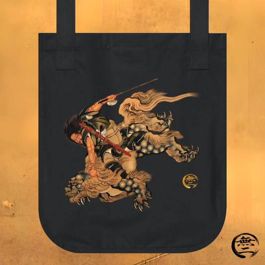 Hokusai Shoki Demon Queller Organic Canvas Tote Bag -  Japanese Ancient Hero Art Tote | MU-NI Japan