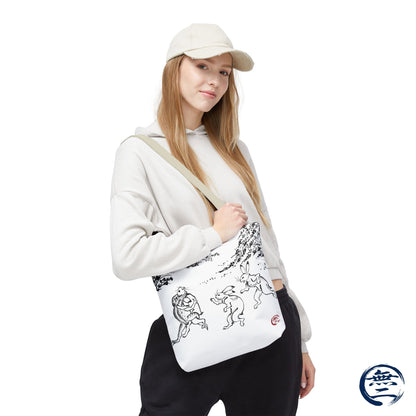 Choju Giga Tote Bag -SHIRO- Japanese Frogs and Rabbits Vintage Scroll Art | MU-NI Japan