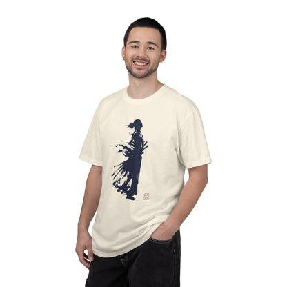 Minimalist Samurai Silhouette Zen T-Shirt - One and Only Garment-Dyed Tee SR4T | MU-NI Japan