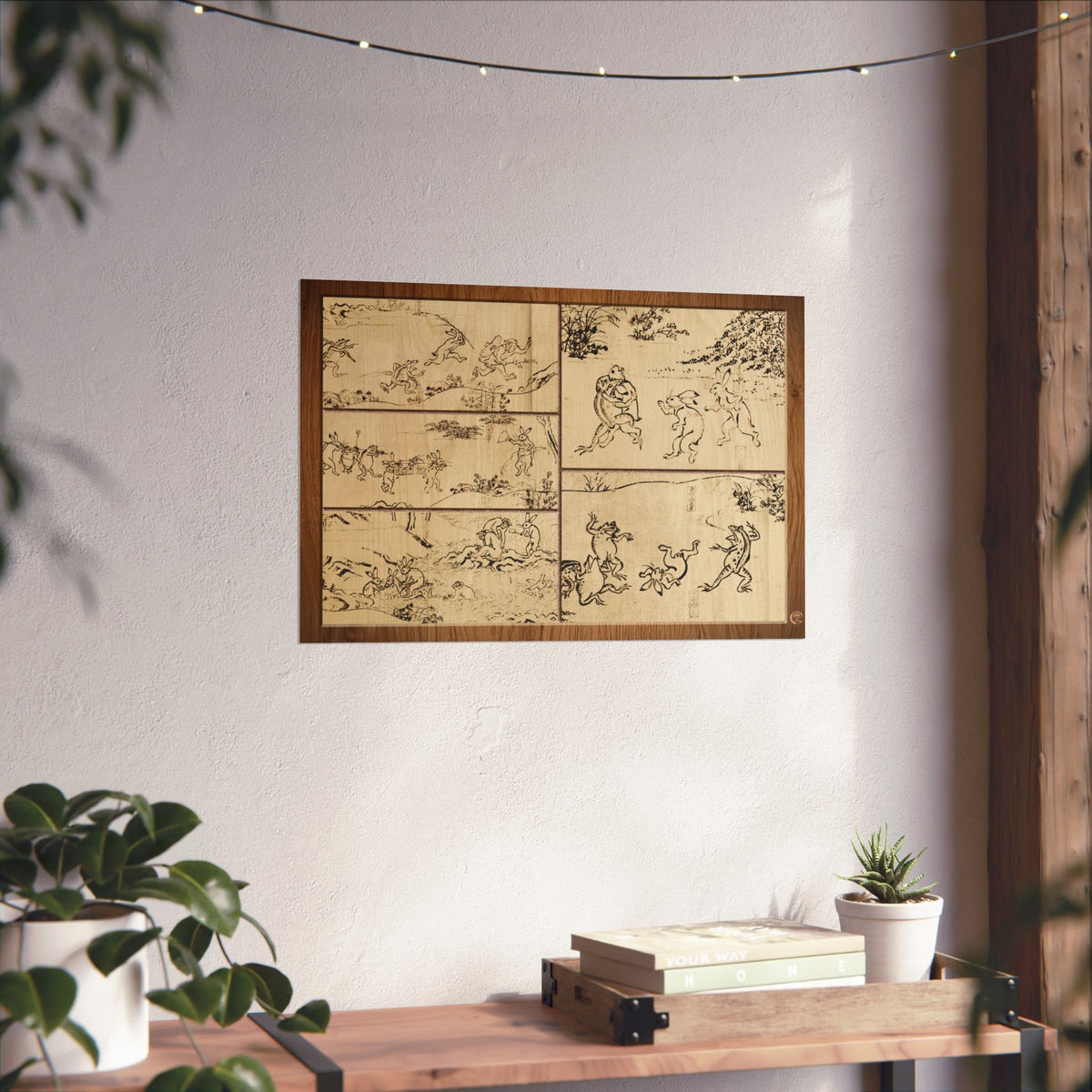 Choju Giga Frogs and Rabbits Woodburn Style Japanese Art Print - Modern Wabi Sabi Wall Decor Poster | MU-NI Japan