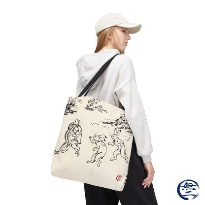 Choju Giga Tote Bag -WASHI- Japanese Frogs and Rabbits Vintage Scroll Art | MU-NI Japan