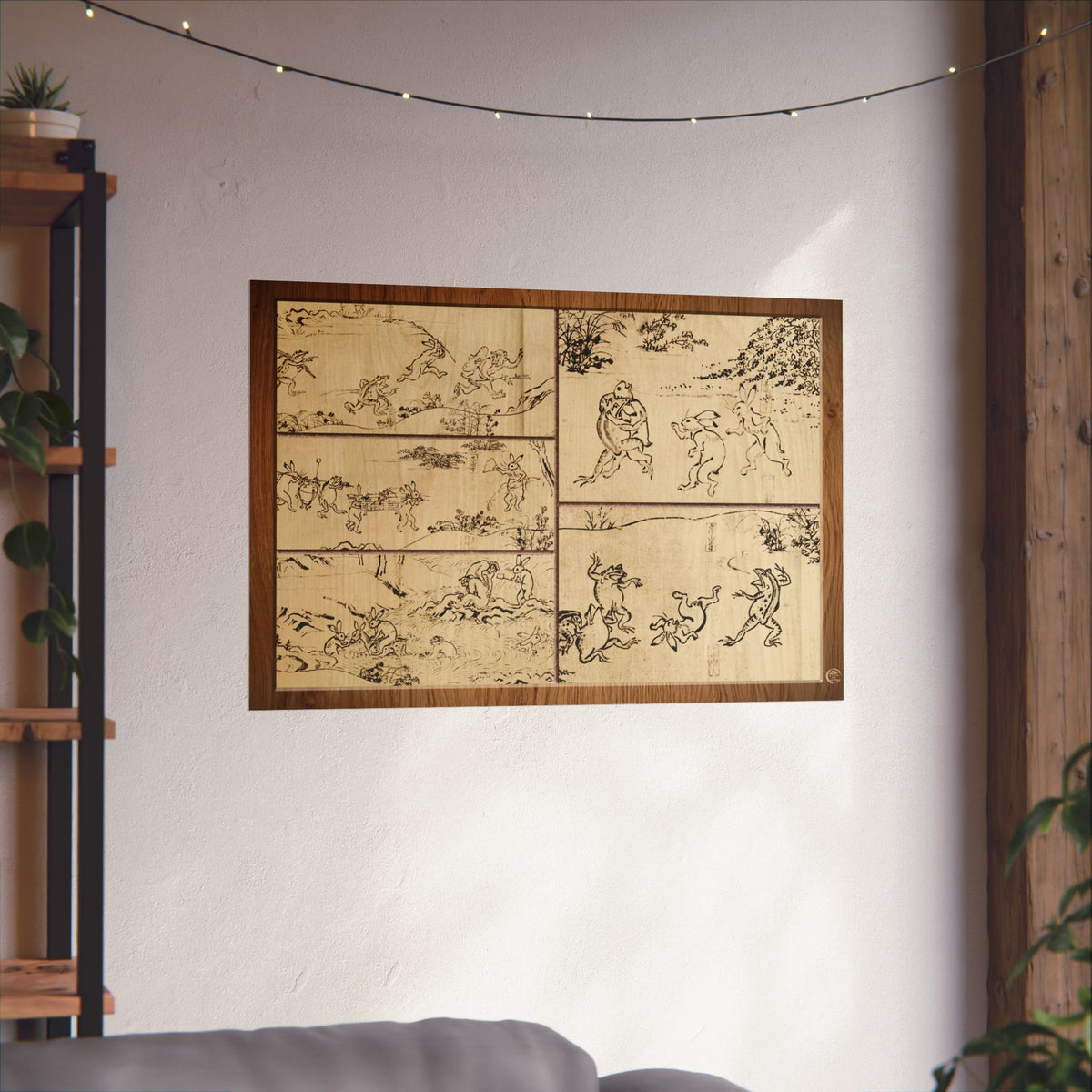 Choju Giga Frogs and Rabbits Woodburn Style Japanese Art Print - Modern Wabi Sabi Wall Decor Poster | MU-NI Japan