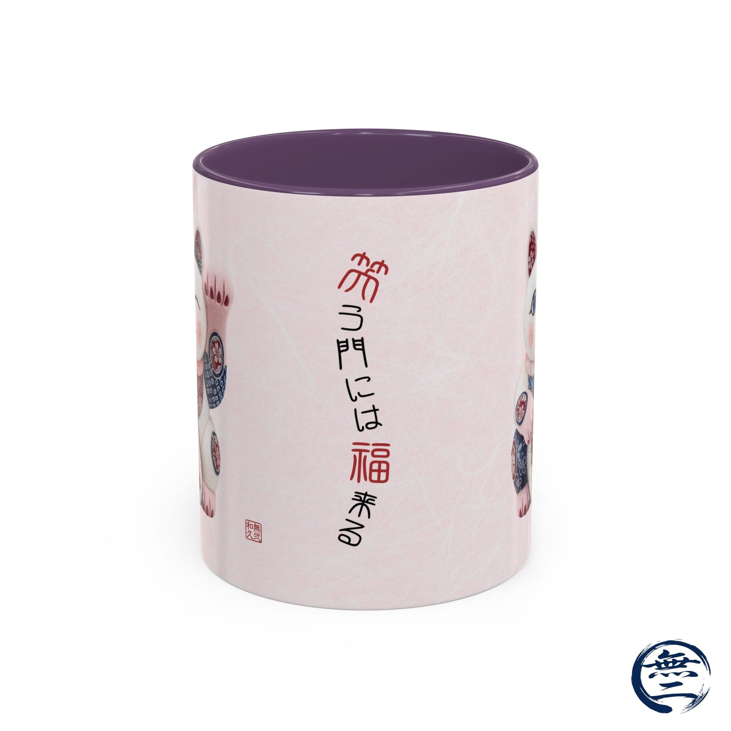 Shin-Maneki neko Modern Kimekomi Decor Style Mug (11oz) | Odd-Eye & Smile Dual Design- Beckon Health and Happiness MS2M | MU-NI Japan