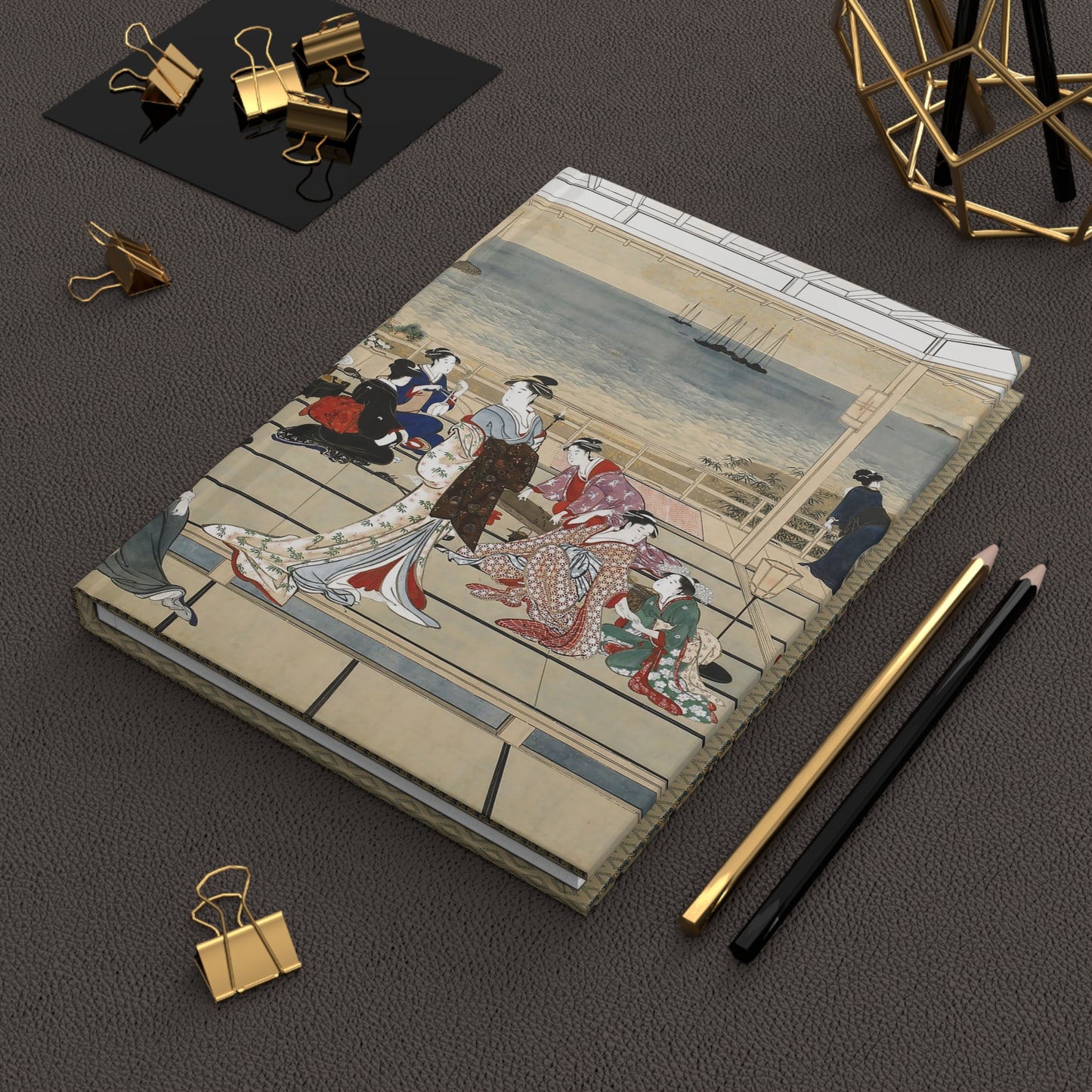 Utamaro Moonline Shinagawa Ukiyo-e Hardcover Journal Matte - Vintage Japanese Art Notebook Writing Diary | RHC 018 MU-NI Japan