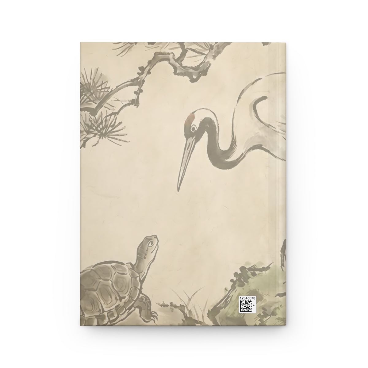 Japanese Crane and Turtle, Pine and Plum Tree Hardcover Journal Matte - Sumi-e Style, Symbol of Longevity & Peace | MU-NI Japan