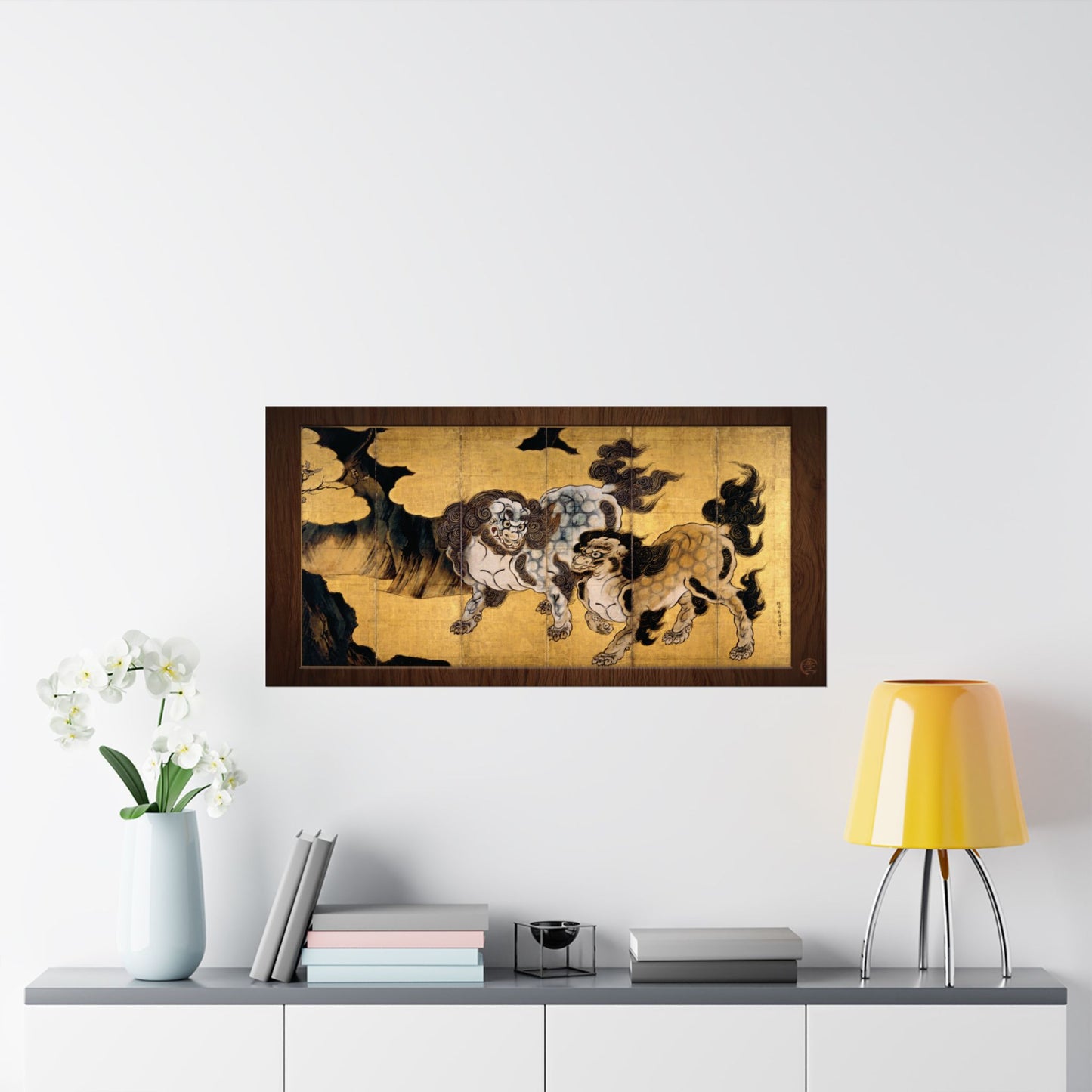 Kano Eitoku | Karajishi Art Print- Japanese Traditional Guardian Lions Poster | RHC MU-NI Japan