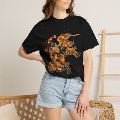 Hokusai Shoki Riding Shishi Lion T-Shirts - The Demon Queller Authentic Japanese Hero | MU-NI Japan