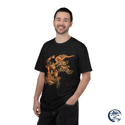 Hokusai Shoki Riding Shishi Lion T-Shirts - The Demon Queller Authentic Japanese Hero | MU-NI Japan
