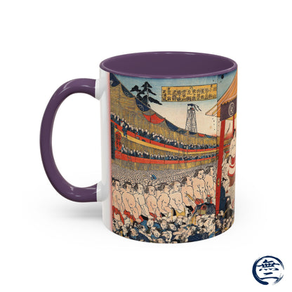 Vintage Sumo Ukiyo-e Accent Mug - Utagawa Kuniyoshi Japanese Art | RHC MU-NI Japan