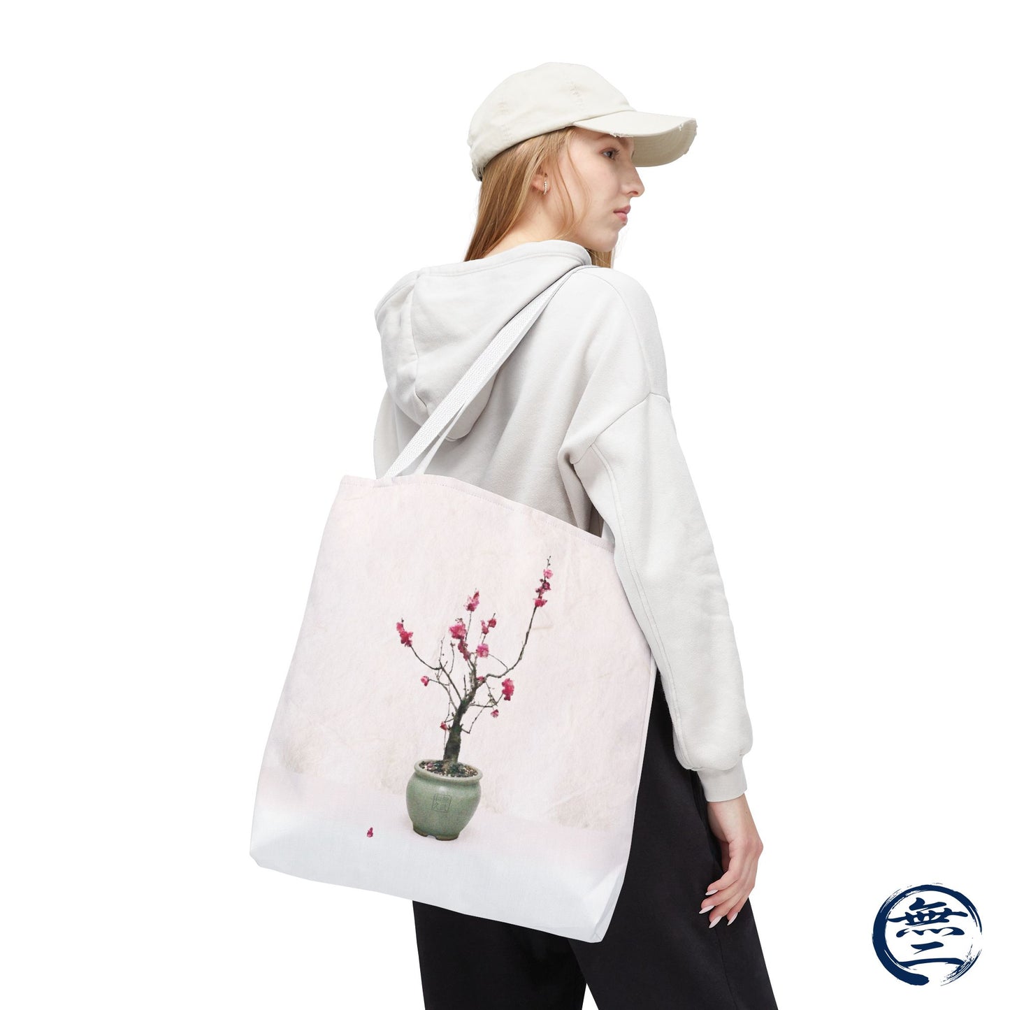 Japanese Red Plum Bonsai Tote Bag - Zen Aesthetic All-Over Print Handbag, Abstract Japandi Art Spring Floral Gift PL1D | MU-NI Japan