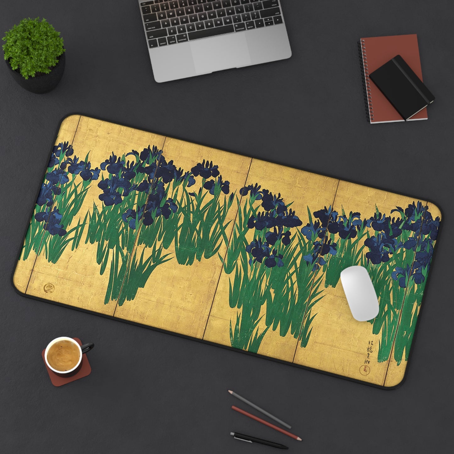 Ogata Korin's Irises Screen Art Desk Mat - 3sizes, Gaming Mouse Pad | RHC 072 MU-NI Japan