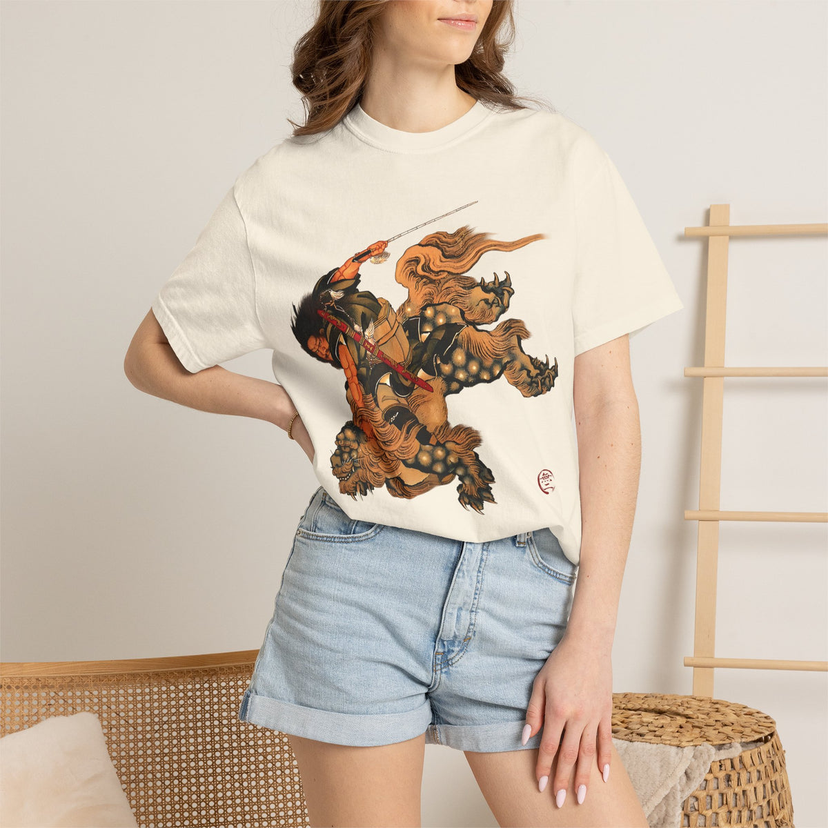 Hokusai Shoki Riding Shishi Lion T-Shirts - The Demon Queller Authentic Japanese Hero | MU-NI Japan