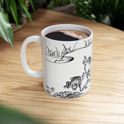 Choju-giga Frogs & Rabbits Ceramic Mug, (11oz, 15oz) - Ancient Japanese Manga Art Coffee Cup | RHC MU-NI Japan