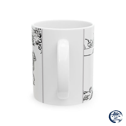 Choju-giga Frogs & Rabbits Ceramic Mug, (11oz, 15oz) - Ancient Japanese Manga Art Coffee Cup | RHC MU-NI Japan
