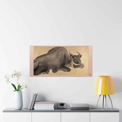 Nagasawa Rosetsu | Black Bull and Puppy Art Print - Japanese Vintage Animal Painting Poster | RHC MU-NI Japan