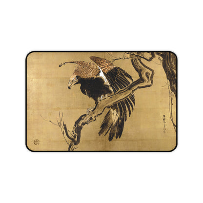 Nagasawa Rosetsu Hawk - Desk Mat 12×18 inch Japanese Great Heritage Art Large Mouse Pad | MU-NI Japan