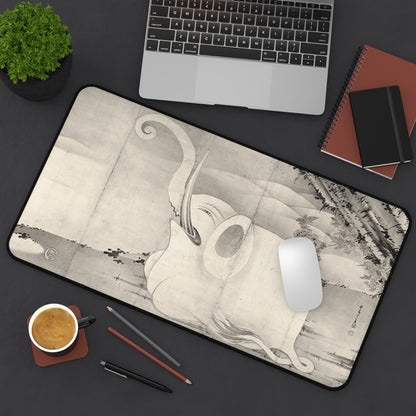 Ito Jakuchu Elephant - Japanese Art Desk Mat 12×22 inch Aesthetic Mousepad | RHC MU-NI Japan