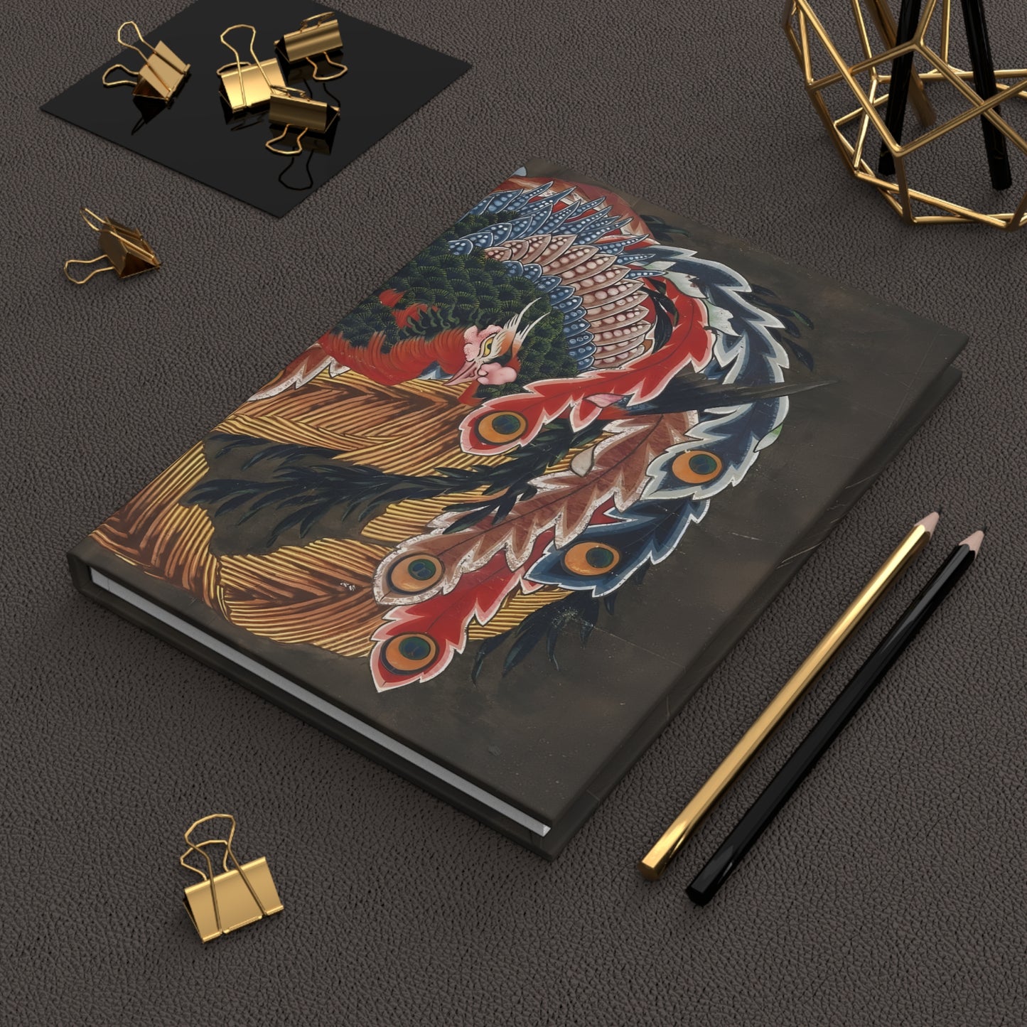 Hokusai Hou-ou Phoenix Hardcover Journal - Japanese Vintage Art Matte Notebook,  Ukiyo-e Writing Diary | RHC MU-NI Japan