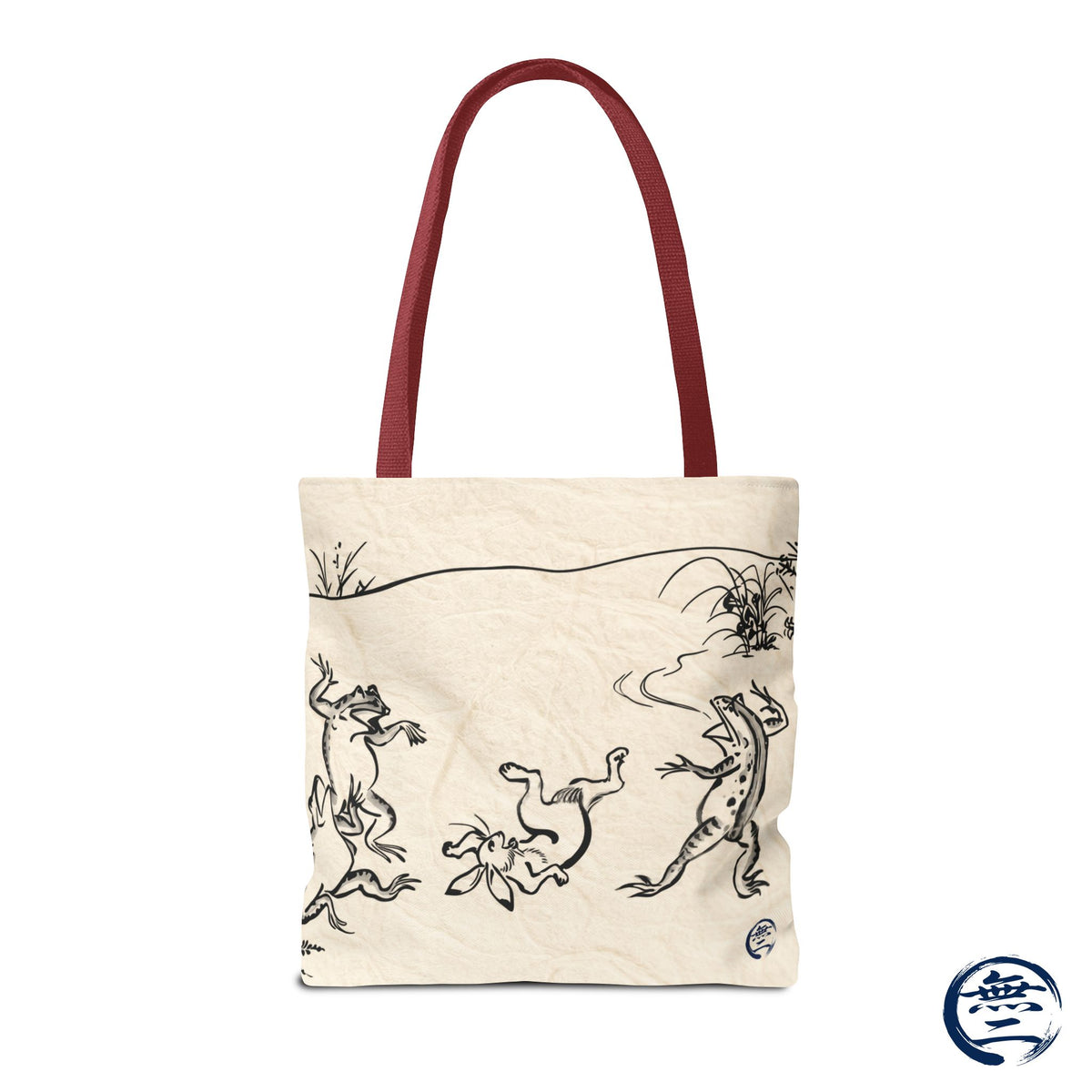 Choju Giga Tote Bag -WASHI- Japanese Frogs and Rabbits Vintage Scroll Art | MU-NI Japan