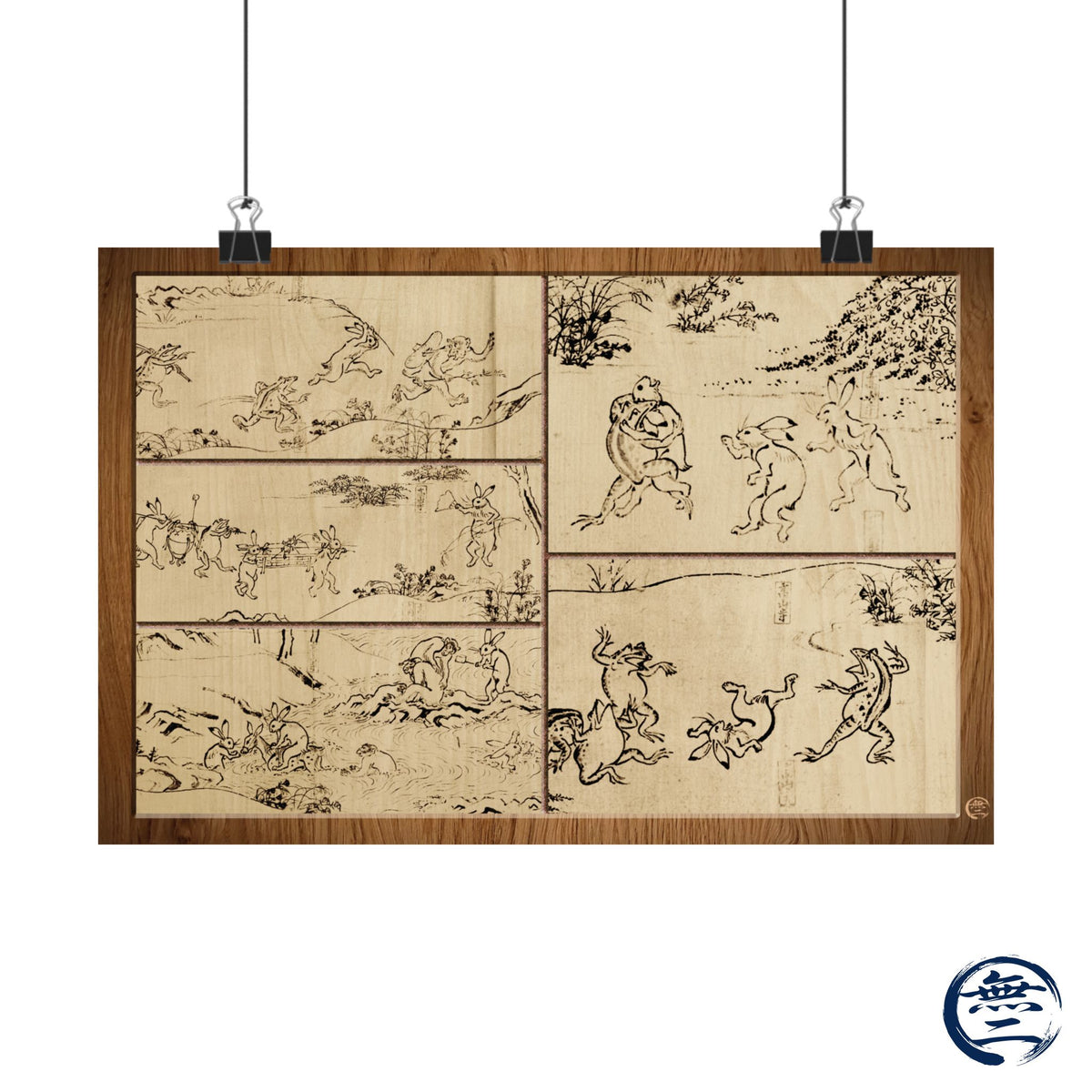 Choju Giga Frogs and Rabbits Woodburn Style Japanese Art Print - Modern Wabi Sabi Wall Decor Poster | MU-NI Japan