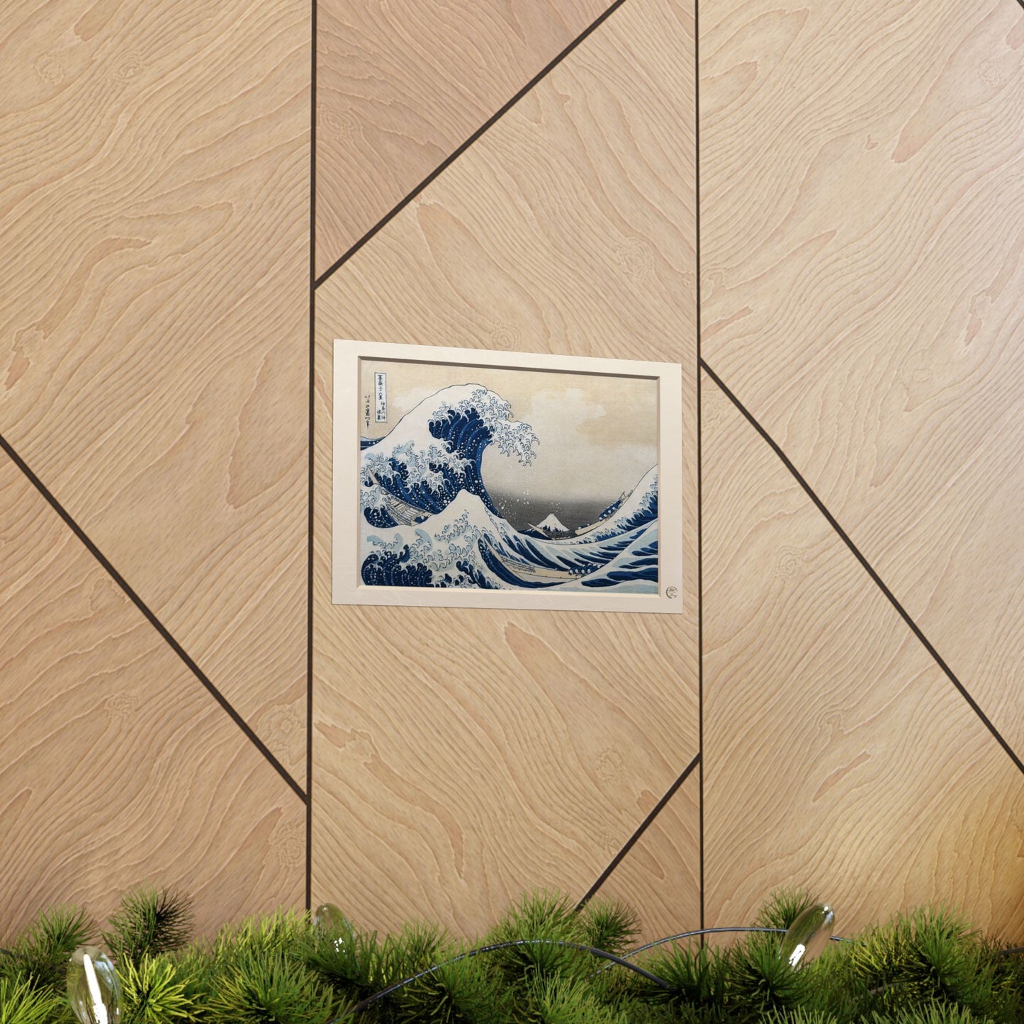 Hokusai The Great Wave Kanagawa Ukiyo-e Poster - Printed 3D Frame Effect, Vintage Japanese Wall Art | RHC MU-NI Japan