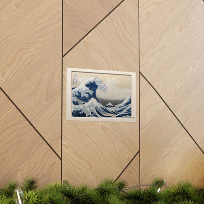 Hokusai The Great Wave Kanagawa Ukiyo-e Poster - Printed 3D Frame Effect, Vintage Japanese Wall Art | RHC MU-NI Japan