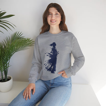Minimalist Samurai Silhouette Unisex Crewneck Sweatshirt | "The One and Only" Shodo (Japanese Kanji Calligraphy),  SR2S | MU-NI Japan