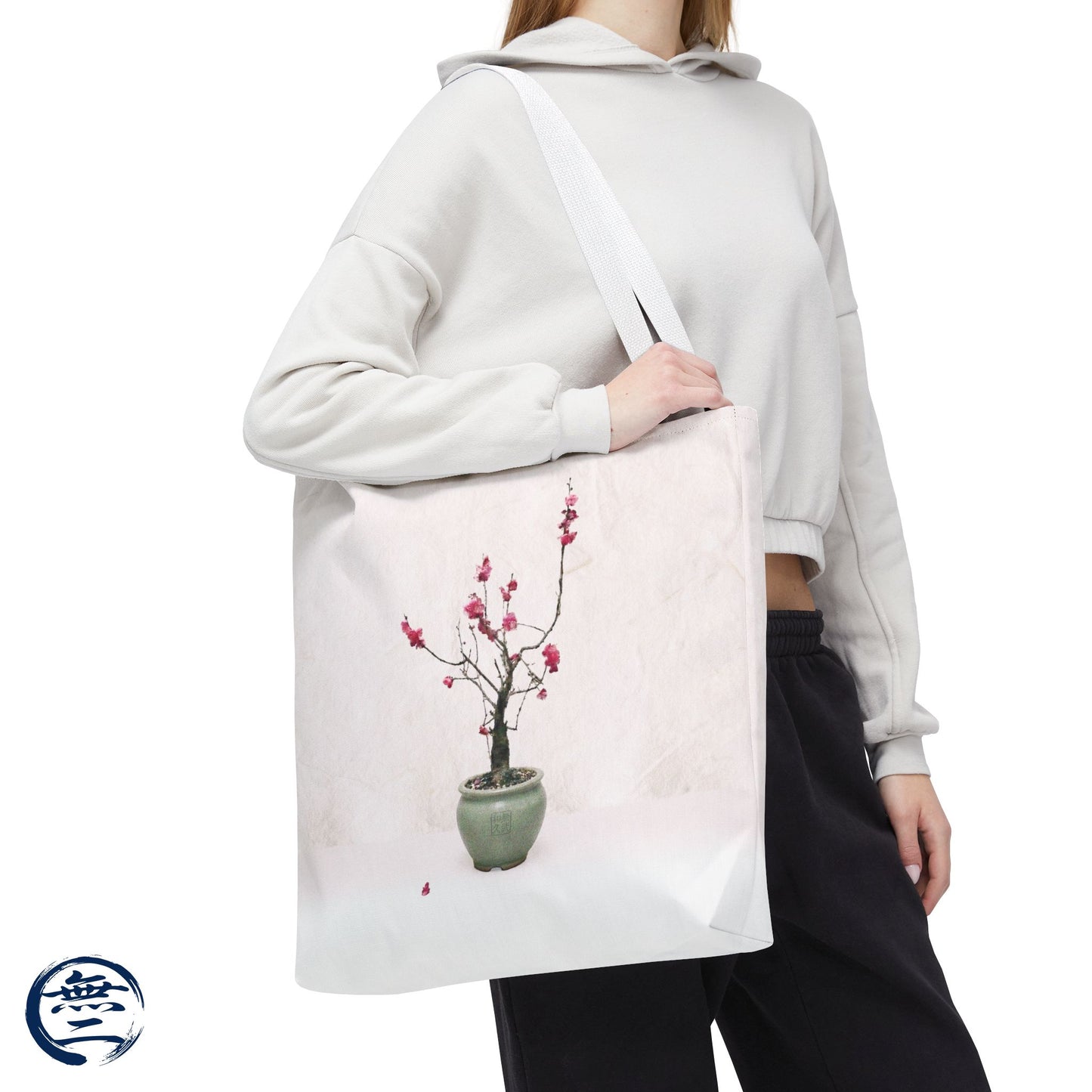 Japanese Red Plum Bonsai Tote Bag - Zen Aesthetic All-Over Print Handbag, Abstract Japandi Art Spring Floral Gift PL1D | MU-NI Japan