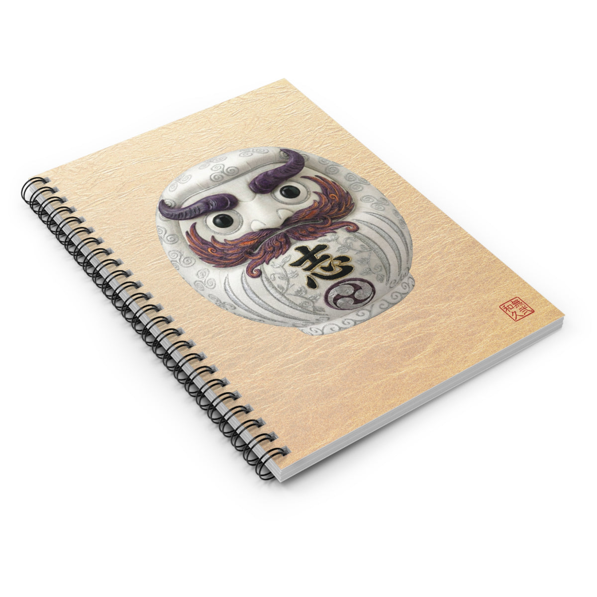 Japanese Daruma White Modern Talisman Notebook "shi" - Modern Kimekomi Art Style, New Beginning Gift DW1I |MU-NIJapan