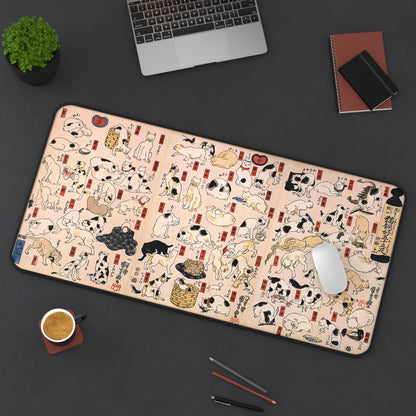Utagawa Kuniyoshi Cats Desk Mat, Japanese Ukiyo-e Large Gaming Mouse Pad | RHC MU-NI Japan