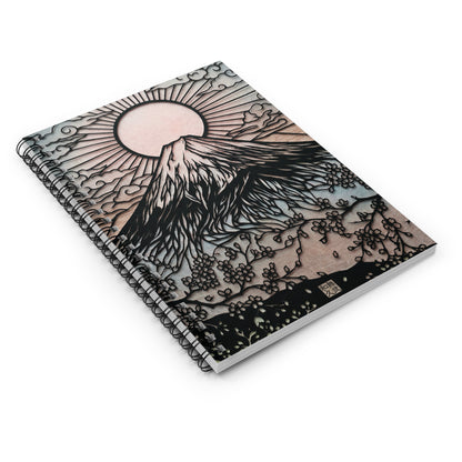 Mt. Fuji Sakura Art Journal - Japandi Layered Paper Cut Style Spiral Notebook, Aesthetic Zen Stationery, For Japanese Gift MF1I | MU-NIJapan