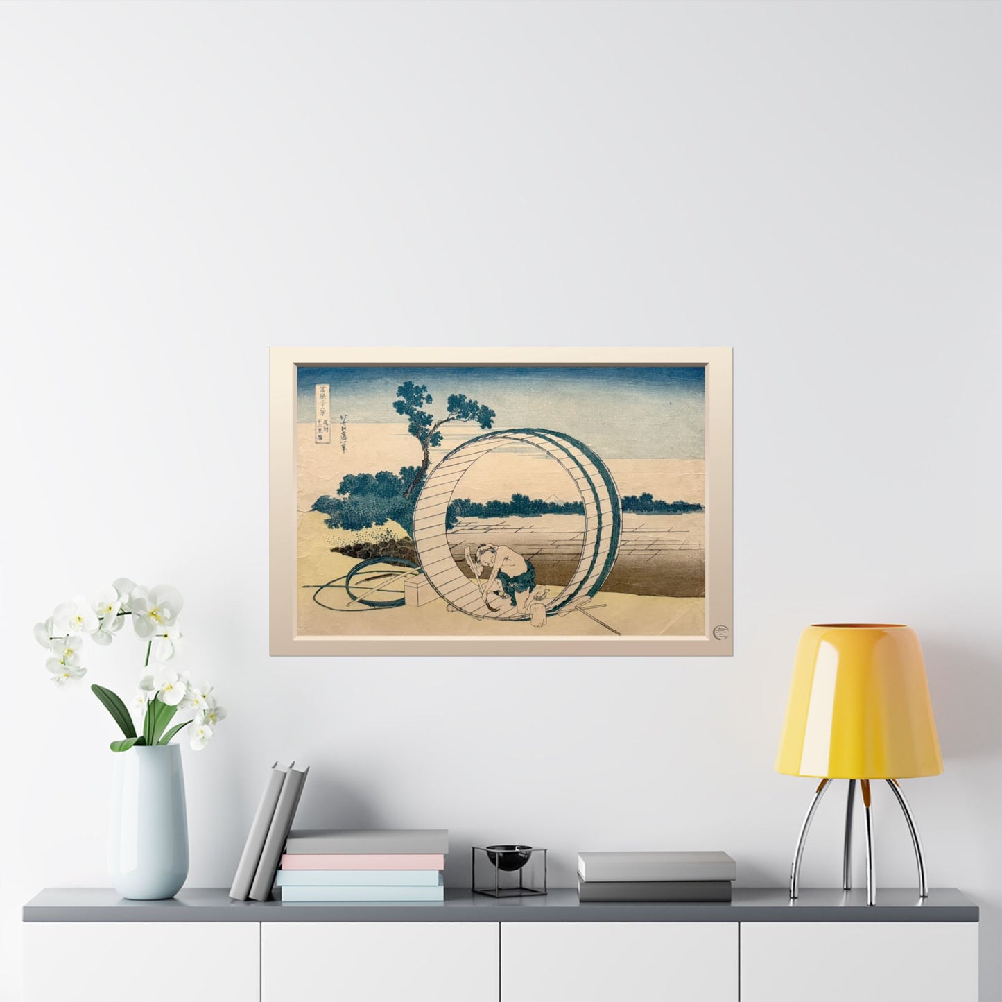 Hokusai Bishu Fujimihara Wooden Tub Mount Fuji Ukiyo-e Poster - Art Print with 3D Effect Frame | RHC MU-NI Japan