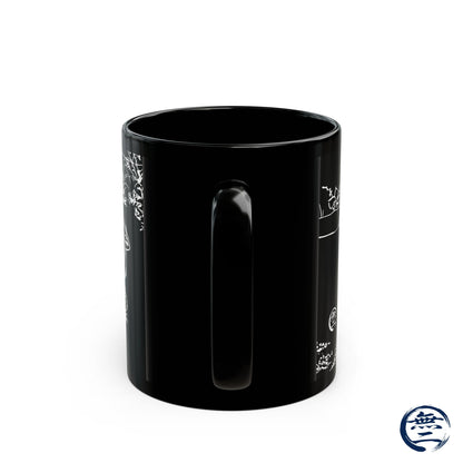Choju-Giga Inverted Black Ceramic Mug Black Mug (11oz, 15oz), Japanese Antique Art Frog and Rabbit| RHC MU-NI Japan