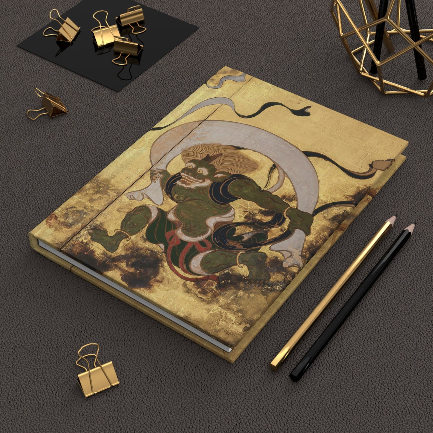 Tawaraya Sotatsu Fujin Raijin Japanese Art Hardcover Journal Matte - Vintage Gold Zen Gods Notebook | RHC 023 MU-NI Japan