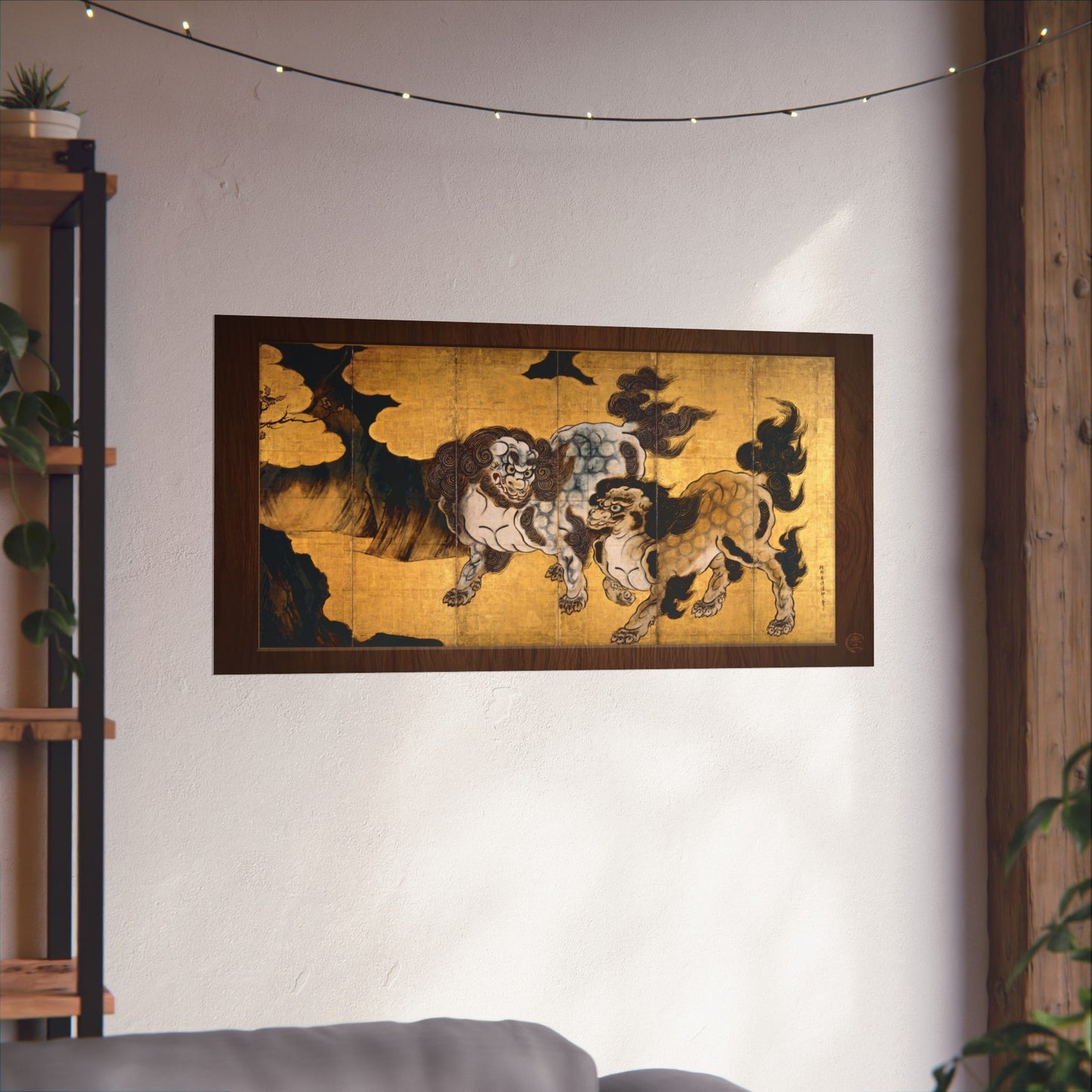 Kano Eitoku | Karajishi Art Print- Japanese Traditional Guardian Lions Poster | RHC MU-NI Japan