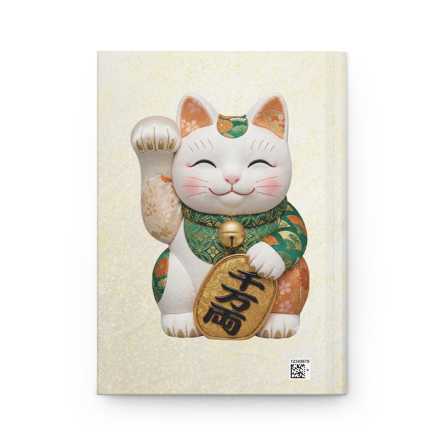 Shin-Maneki neko Modern Kimekomi Decor Hardcover Journal - Beckon Wealth and Prosperity, Kawaii Cat Japandi Style Art MK2J | MU-NI Japan