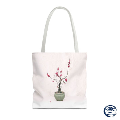 Japanese Red Plum Bonsai Tote Bag - Zen Aesthetic All-Over Print Handbag, Abstract Japandi Art Spring Floral Gift PL1D | MU-NI Japan